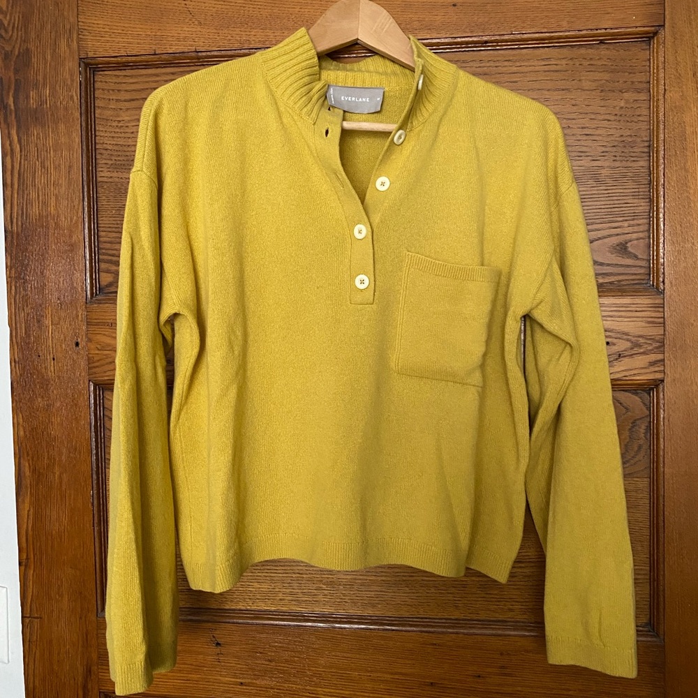 Everlane re-cashmere Henley, mustard